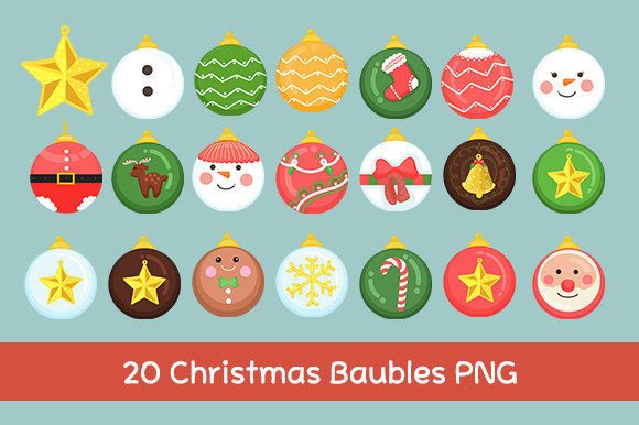 Christmas Baubles PNG Illustrations for Crafting