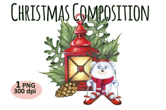 Christmas Bear Composition Clipart PNG for Seasonal Illustrations