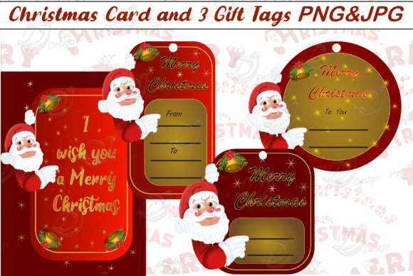 Christmas Card and Gift Tags Illustrations