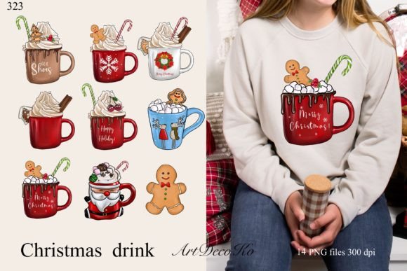 Christmas Chocolate Mugs Illustrations for Branding