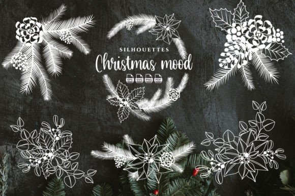 Christmas Composition Silhouette Illustration for Branding