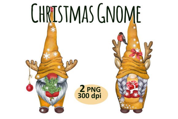 Christmas Deer Gnome Clipart, PNG Set for Brand Illustrations