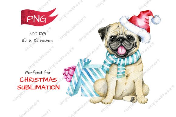 Christmas Dog Illustration for Digital Products