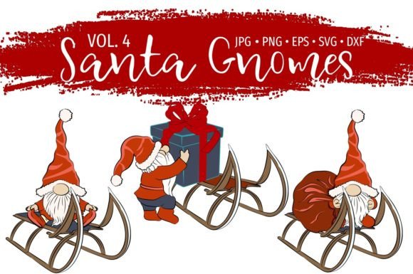 Christmas Santa Sleigh Gnome Bundle Illustrations