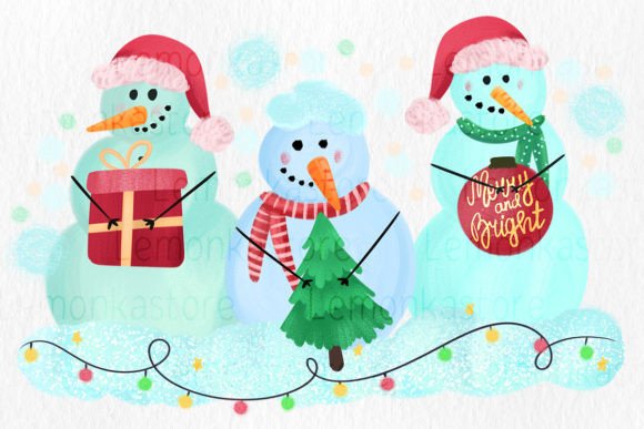 Christmas Snowman Winter Png Sublimation Illustrations