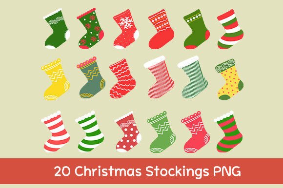 Christmas Stockings PNG Illustrations for Festive Web Design
