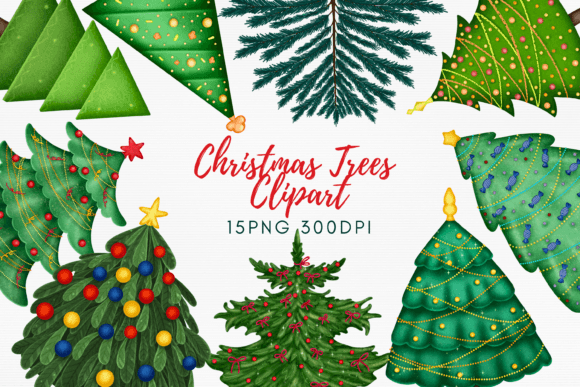Christmas Trees PNG Bundle for Branding and Packaging