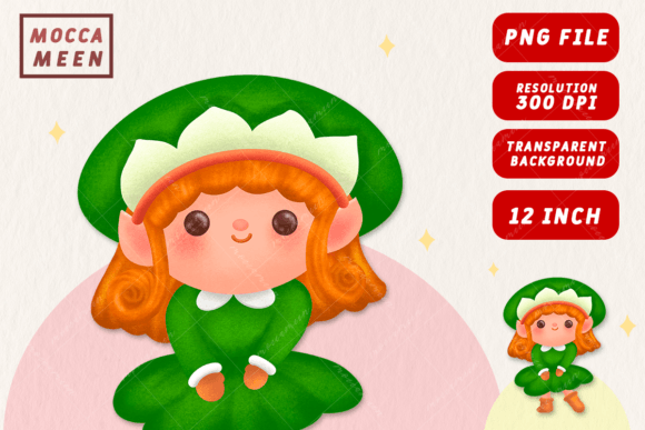 Cute ELF Girl Christmas Character Illustration