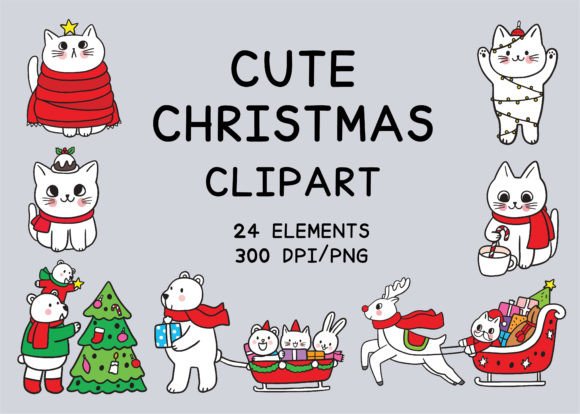 Cute Funny Christmas Character Cartoon Illustrations