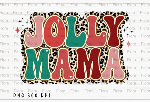 Jolly Mama Leopard Retro Christmas PNG for Illustrations
