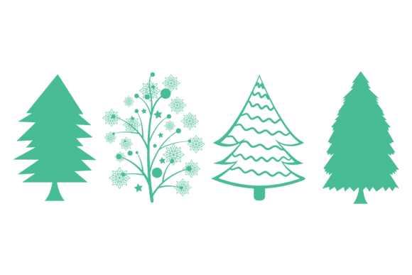 Tree Christmas Set Decoration Illustrations for Local Branding