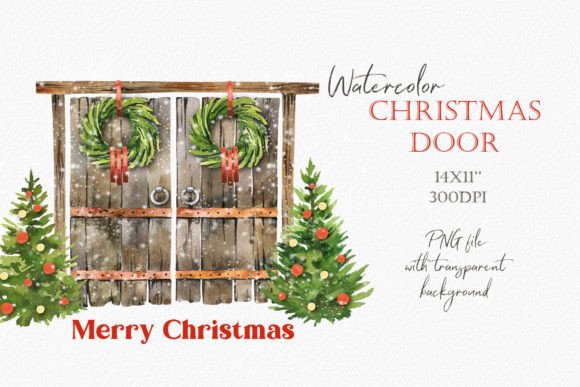 Watercolor Christmas Farm Background Illustrations